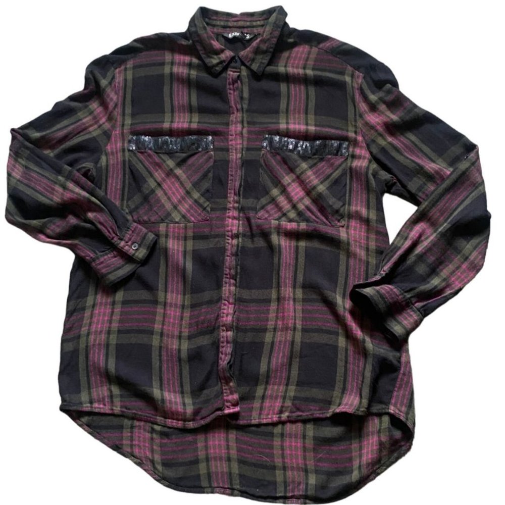 Express Womens Plaid Flannel Shirt-Multicolor-Size Large-GUC